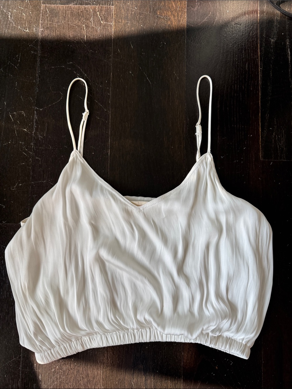 White Pleated Spaghetti-Strap Crop Top
